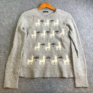 J Crew Sweater Womens Medium Gray Wool Blend Alpaca Bumblebee Jeweled
